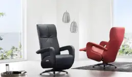 Leu Swiss_Polstermöbel TV-Sessel Hulk Leder schwarz oder rot